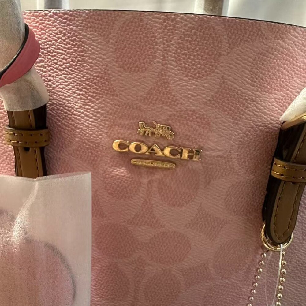 NWT COACH Mollie Tote Bag 25 In Signature (CER24) Powder Pink - Picture 4 of 6